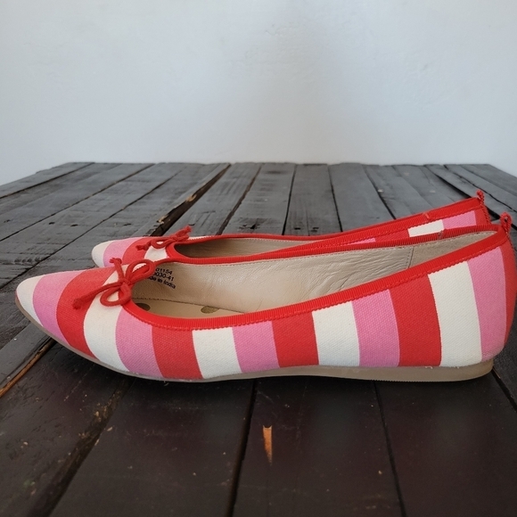 Boden Women's Flats Pointed Toe White Red Pink Stripes 41 U.S. 9.5 Shoes Girly - Picture 5 of 8